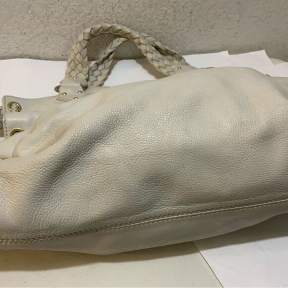 MICHAEL KORS Cream Pebbled Leather  Satchel Tote Bag  PEBBLE LEATHER WOVEN - Picture 11 of 15